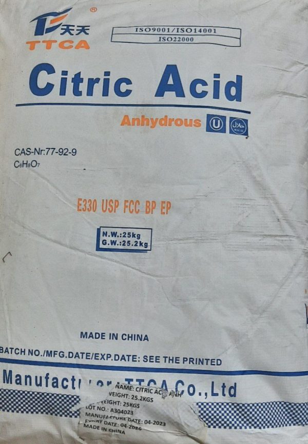اسید سیتریک برندTTCA کیسه اسید سیتریک برندTTCA